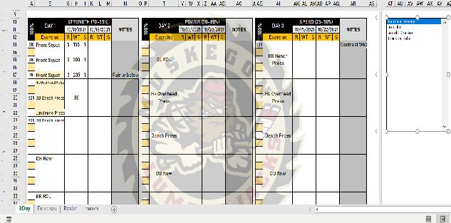 Create a strength training template with Microsoft Excel