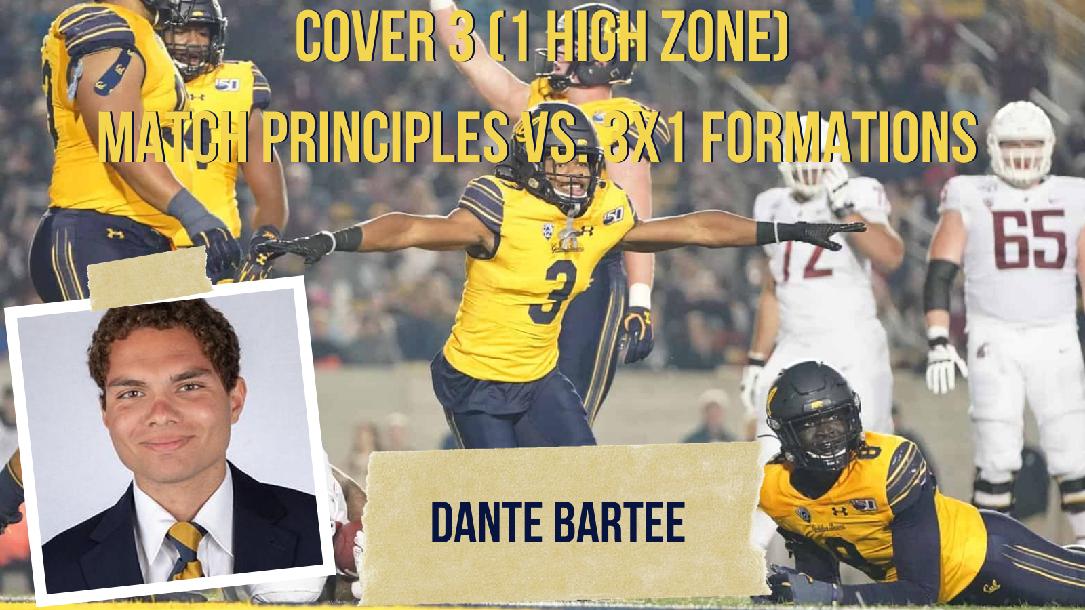 Cover 3 (1 High Zone) Match Principles vs. 3x1 Formations Cover 3 (1 High Zone) Match Principles vs. 3x1 Formations