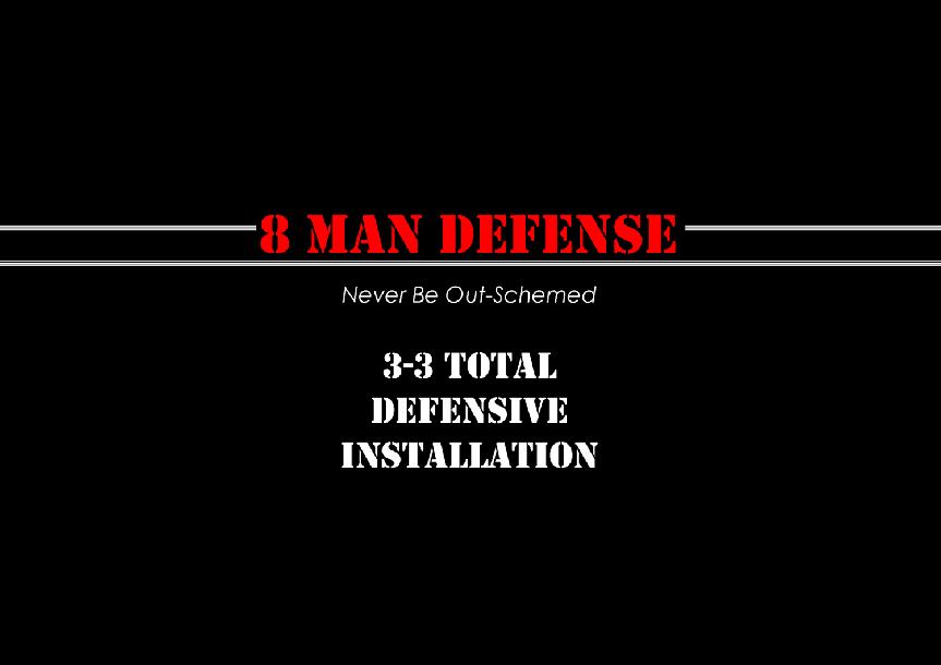 3-3 Total Defensive Installation Package for 8 Man Football 3-3 Total Defensive Installation Package for 8 Man Football